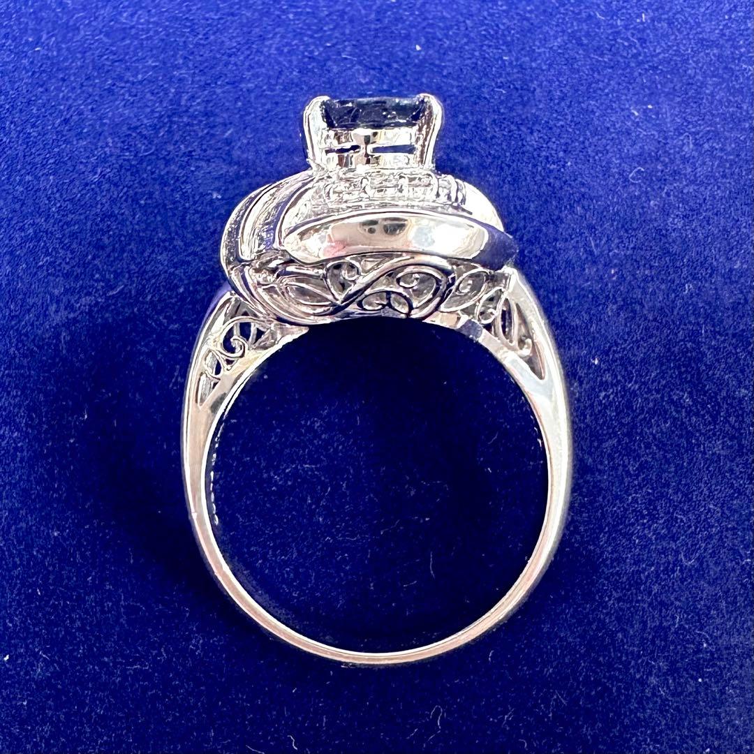 PT900 サファイア 2.19ct ダイヤモンド デザインリング 鑑別書