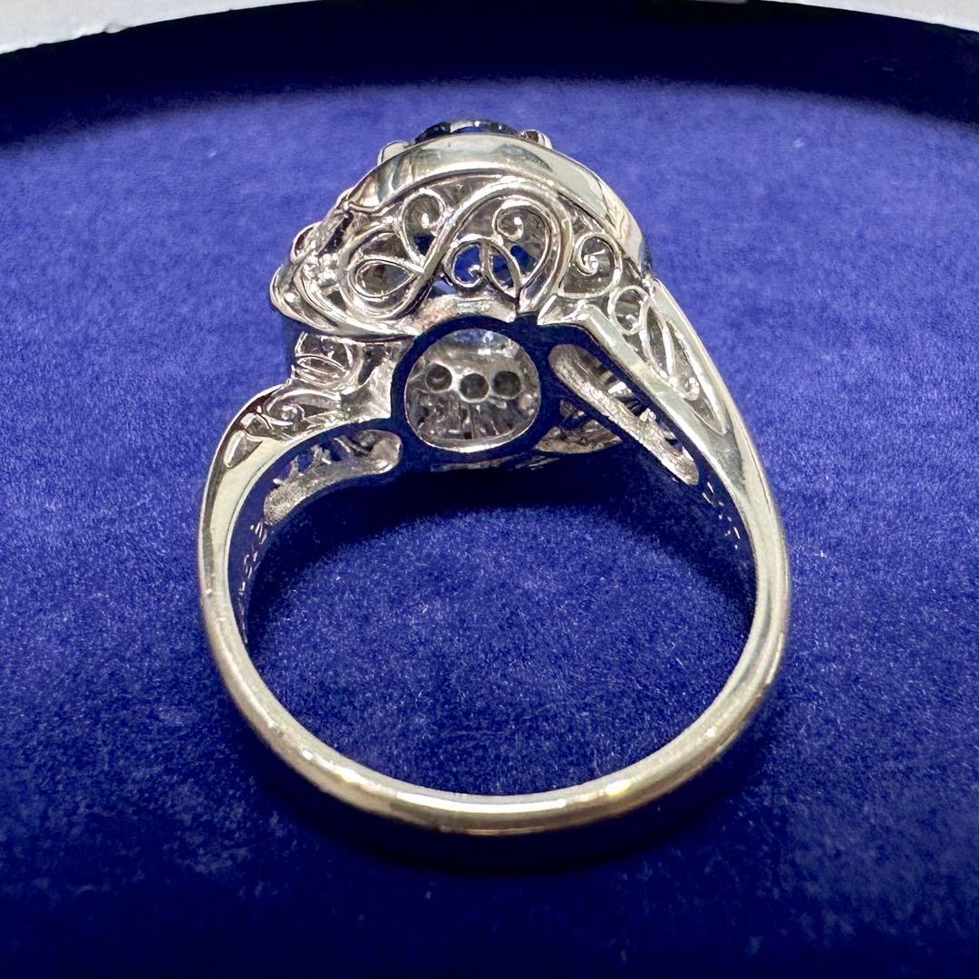 PT900 サファイア 2.19ct ダイヤモンド デザインリング 鑑別書