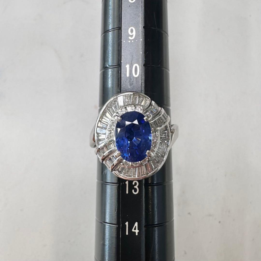 PT900 サファイア 2.19ct ダイヤモンド デザインリング 鑑別書