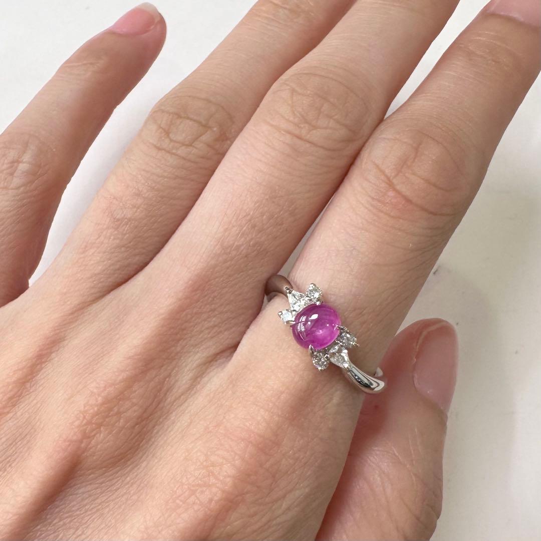 PT900 スターサファイア ダイヤモンド リング 1.08ct