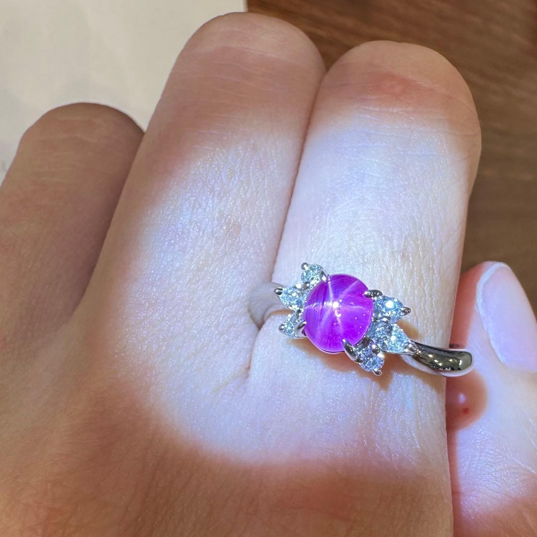 PT900 スターサファイア ダイヤモンド リング 1.08ct