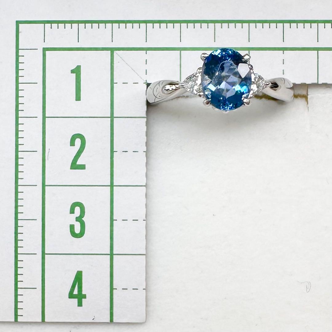 PT900 アクアマリン 1.25ct ダイヤモンドリング 昭和レトロ
