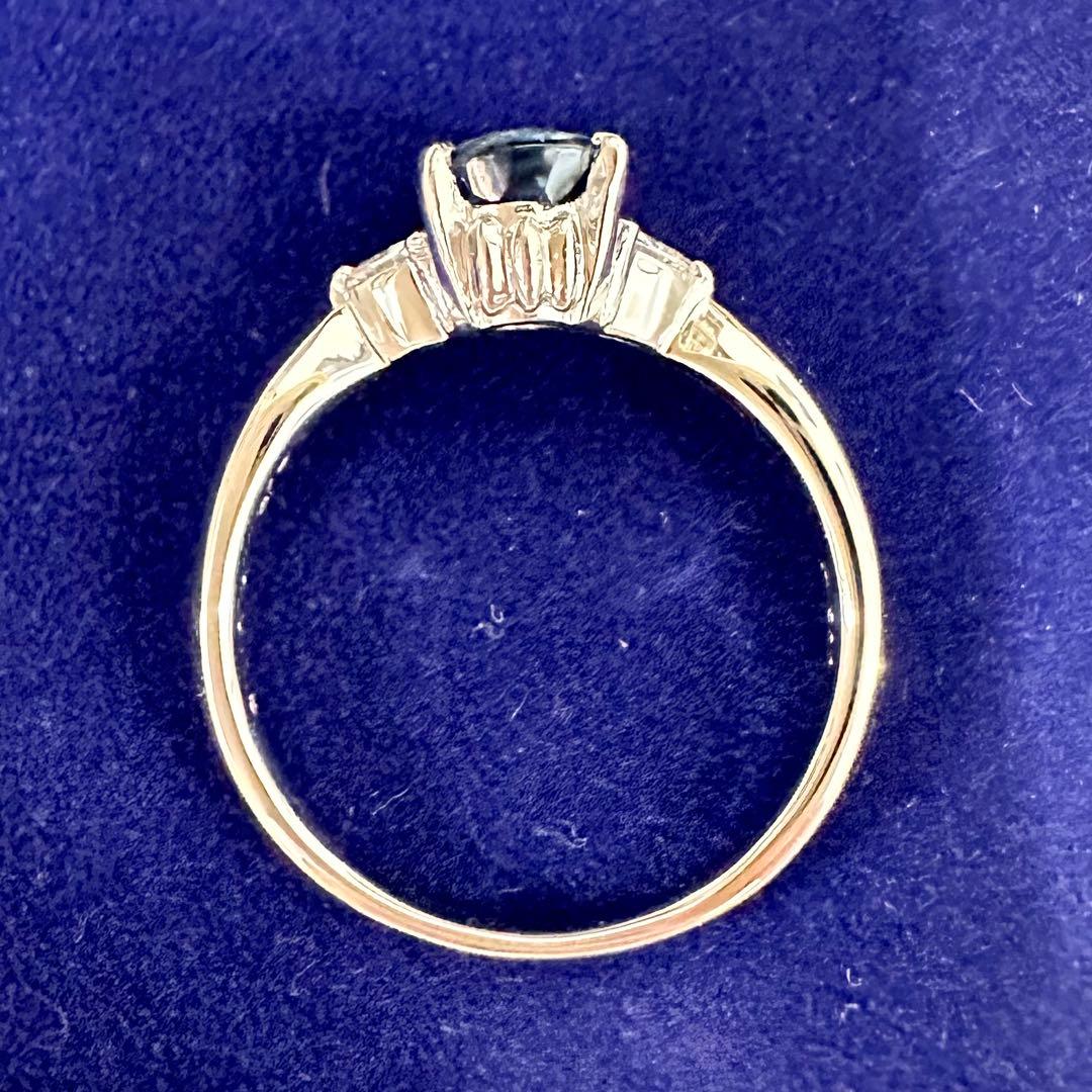 PT900 アクアマリン 1.25ct ダイヤモンドリング 昭和レトロ