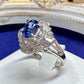 PT900 サファイア 1.35ct バゲットダイヤ 取り巻きリング
