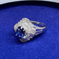 PT900 サファイア 1.35ct バゲットダイヤ 取り巻きリング