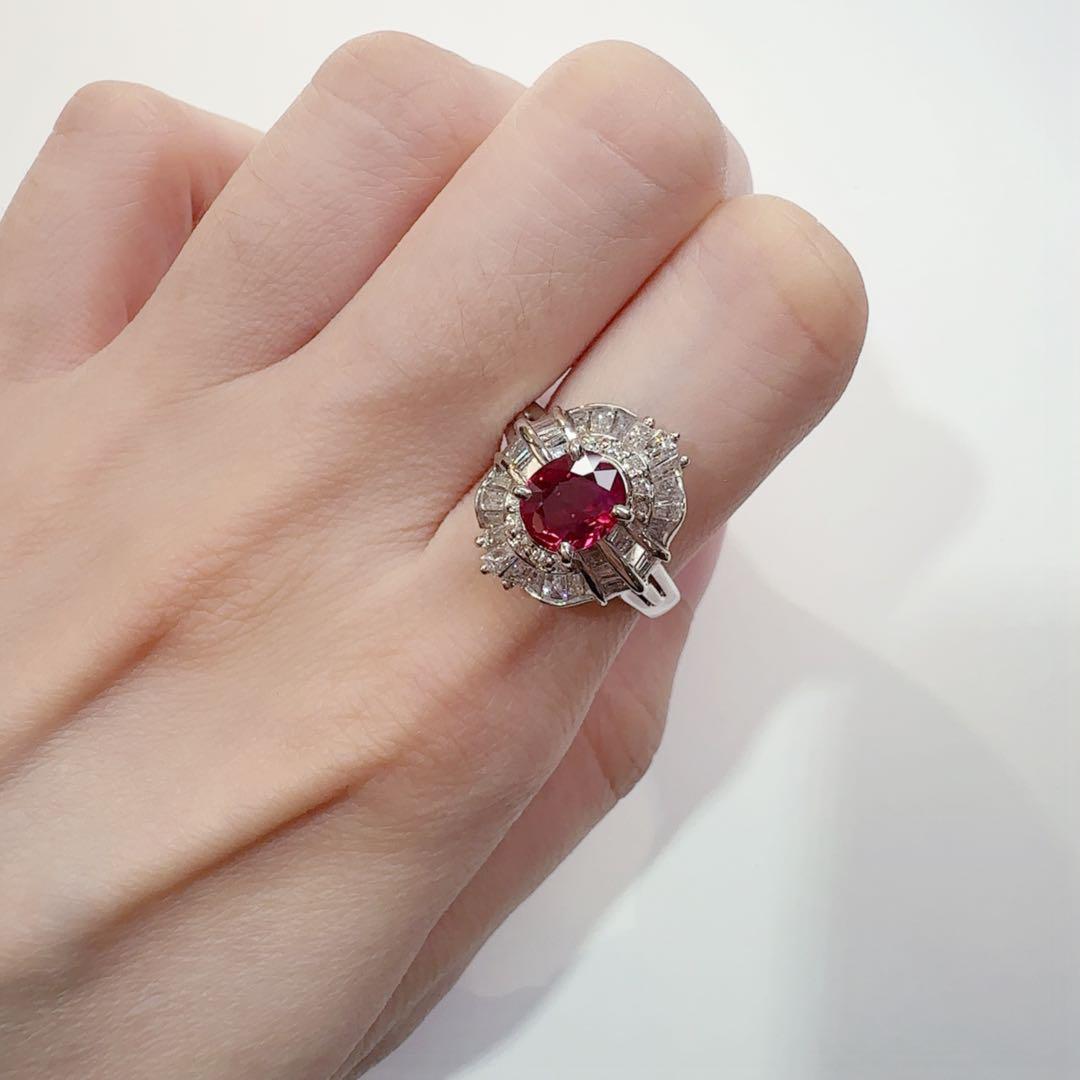 【美品】PT900 ルビー 1.32ct リング ダイヤ