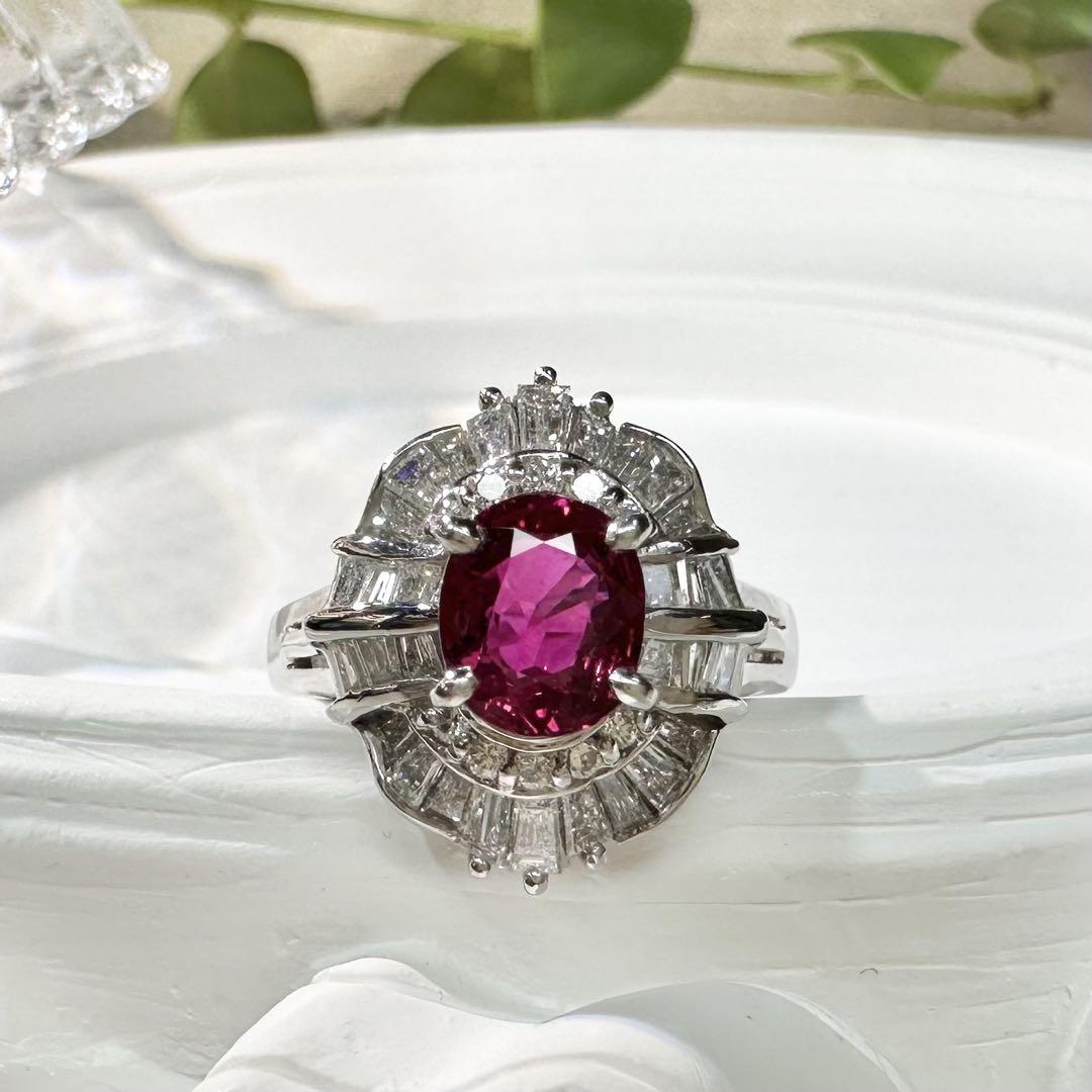 【美品】PT900 ルビー 1.32ct リング ダイヤ