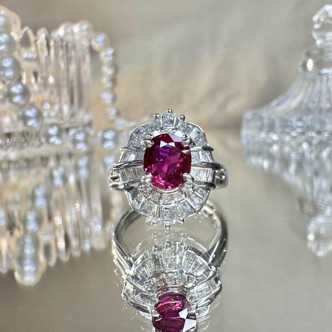 【美品】PT900 ルビー 1.32ct リング ダイヤ