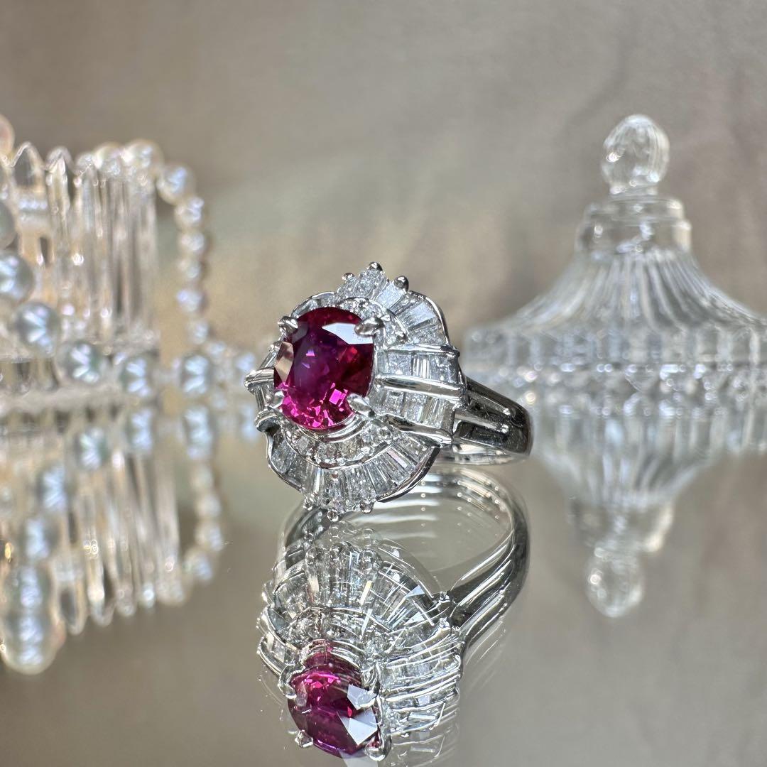 【美品】PT900 ルビー 1.32ct リング ダイヤ