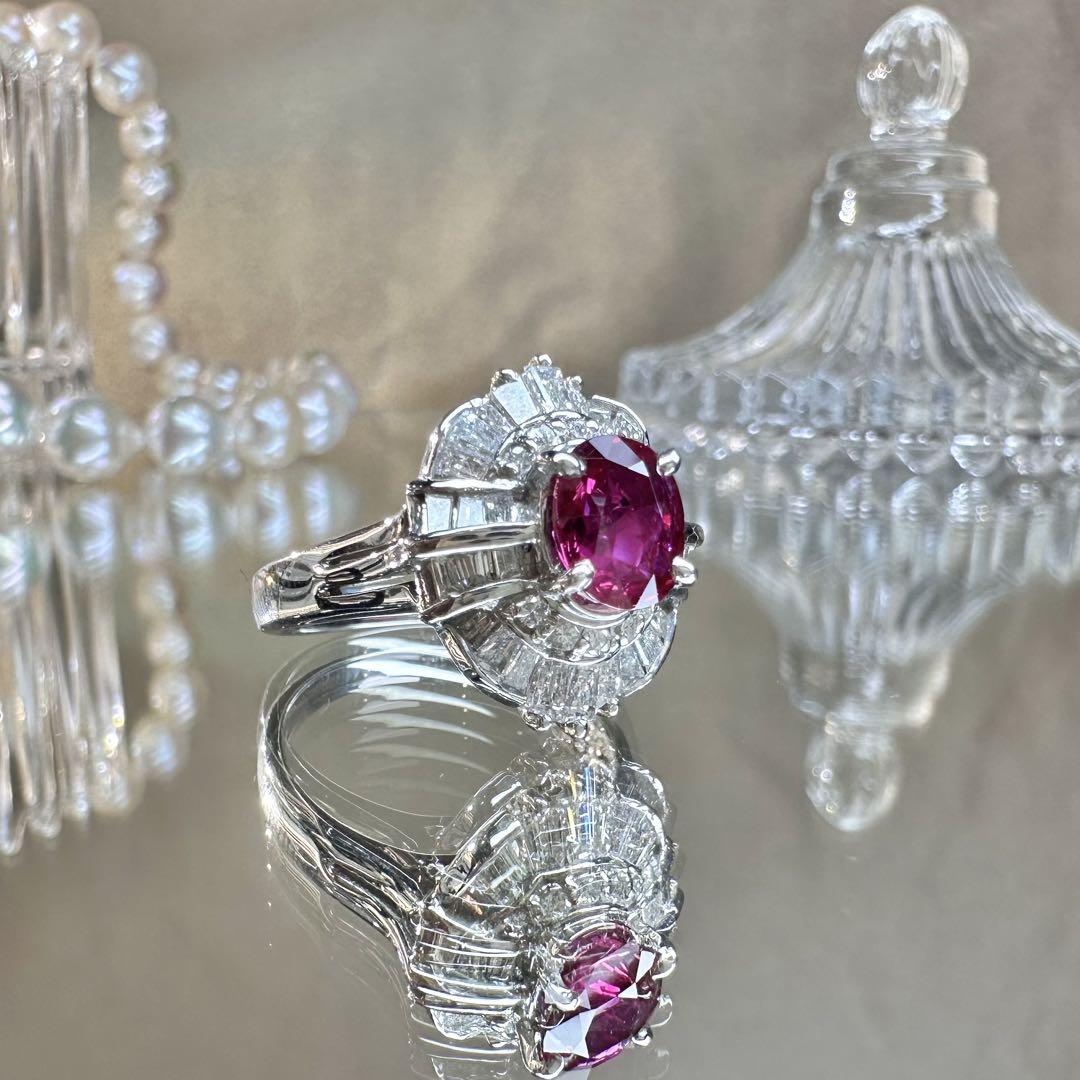【美品】PT900 ルビー 1.32ct リング ダイヤ