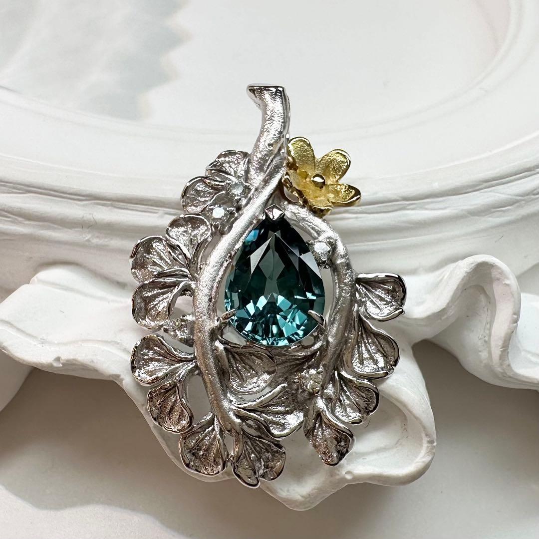 【K18】トルマリン 2.18ct アンティーク風デザイン ペンダント