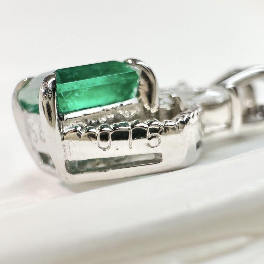 【美品】PT900 エメラルド 0.58ct ネックレス　ダイヤ