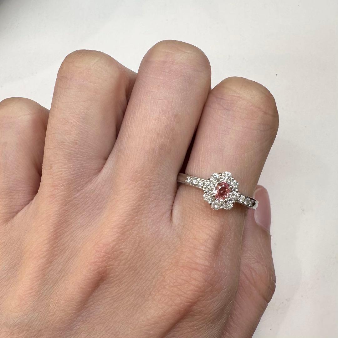 【美品】PT900 パパラチアサファイア 0.225ct リング