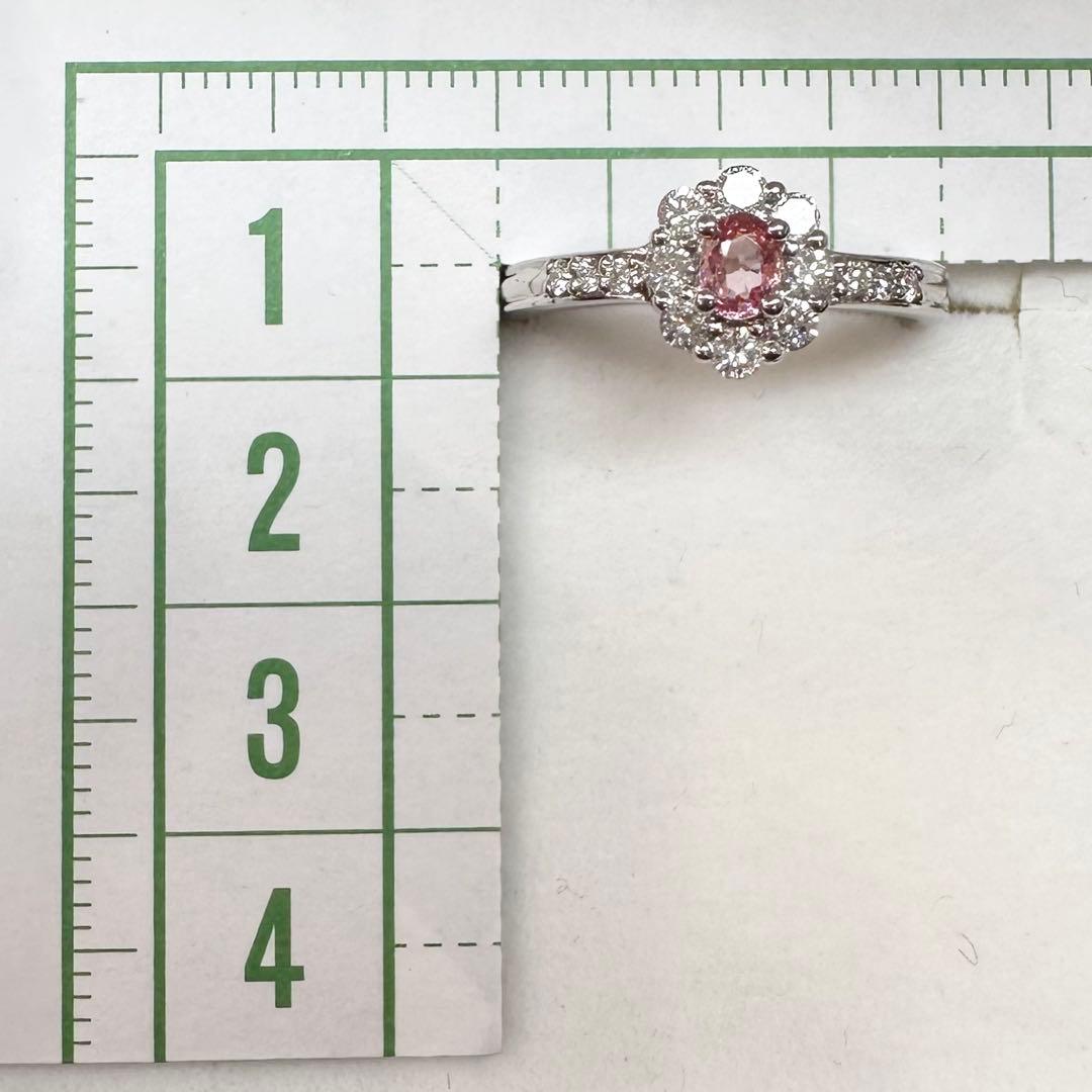 【美品】PT900 パパラチアサファイア 0.225ct リング