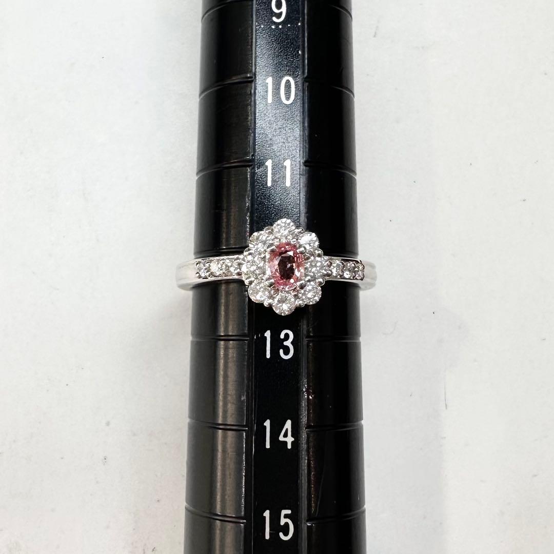 【美品】PT900 パパラチアサファイア 0.225ct リング