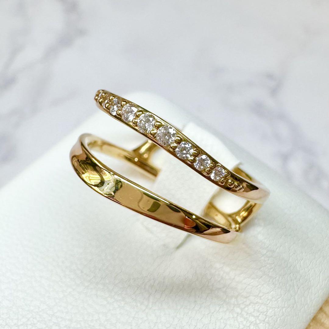 【STAR JEWELRY 】K18ダイヤ0.11ct リング 重ねつけ