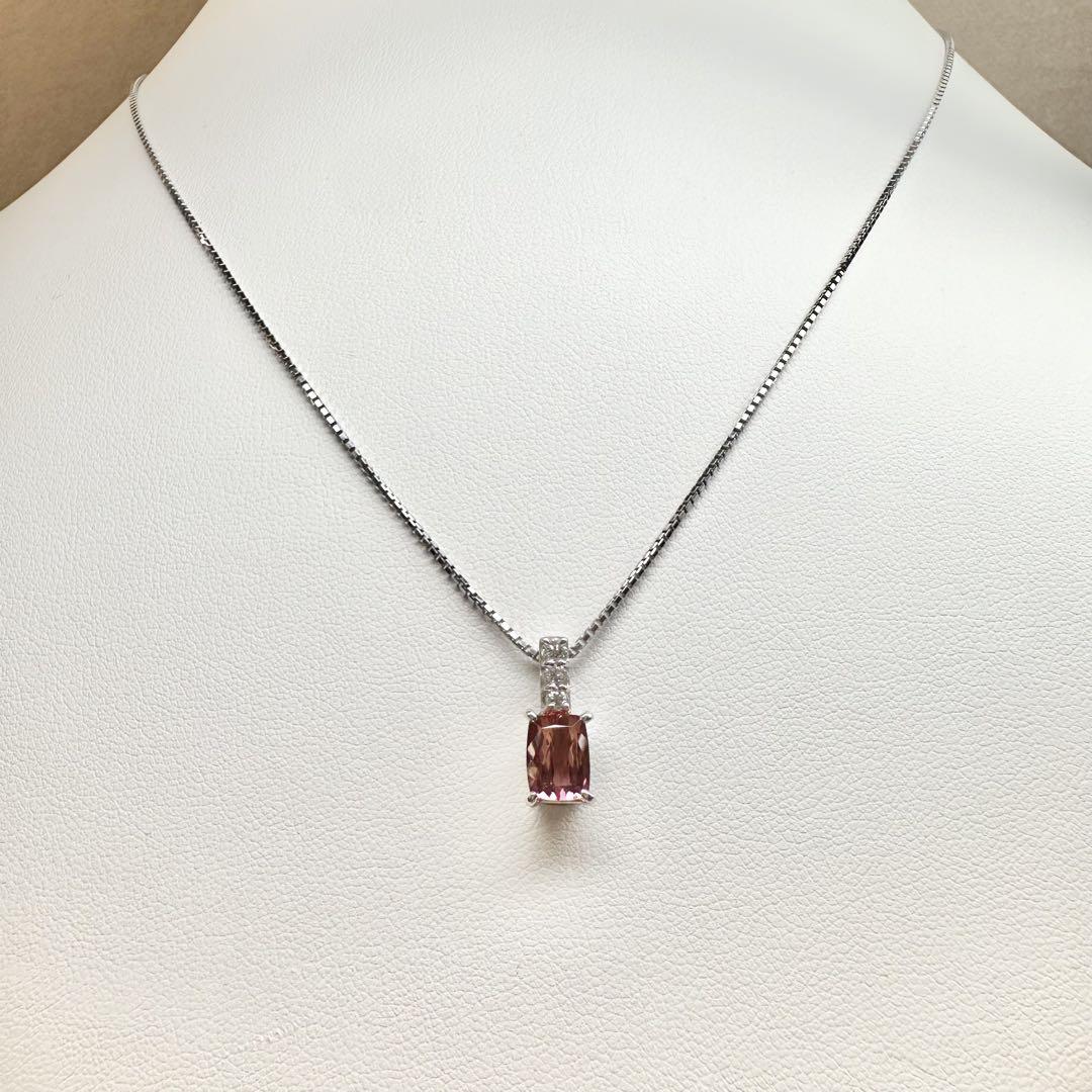 【美品】PT900 インペリアルトパーズ 1.73ct ネックレスオレンジピンク