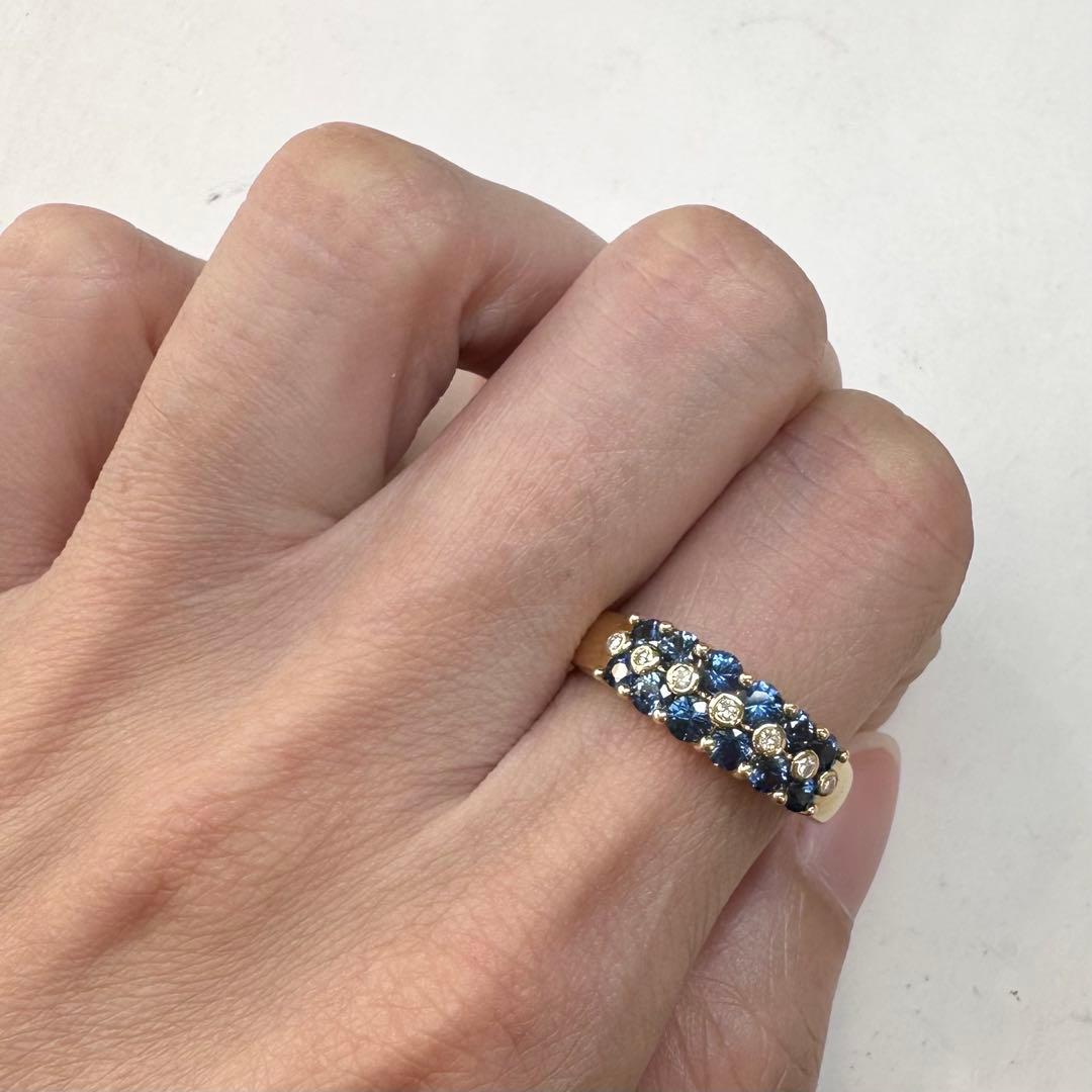 K18 サファイア 1.10ct ダイヤモンド リング