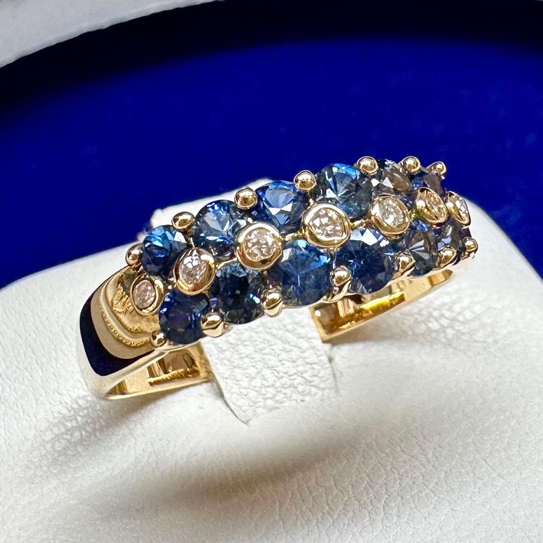 K18 サファイア 1.10ct ダイヤモンド リング