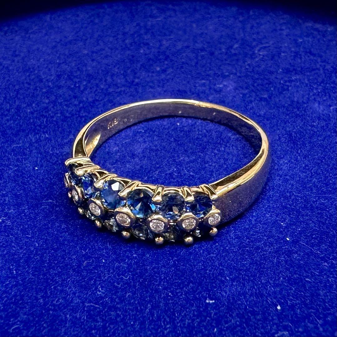 K18 サファイア 1.10ct ダイヤモンド リング