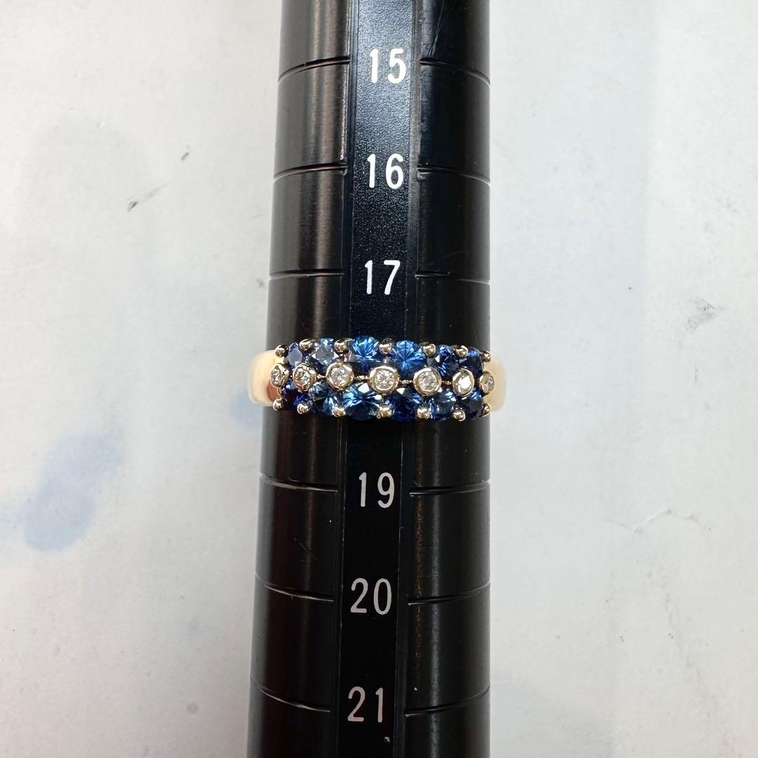 K18 サファイア 1.10ct ダイヤモンド リング