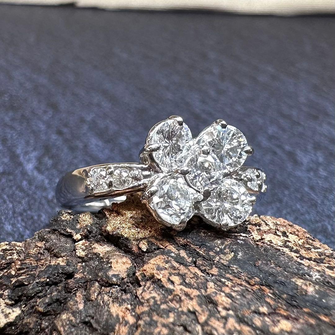 【美品】PT900 ダイヤモンド 1.026ct リング フラワーモチーフ
