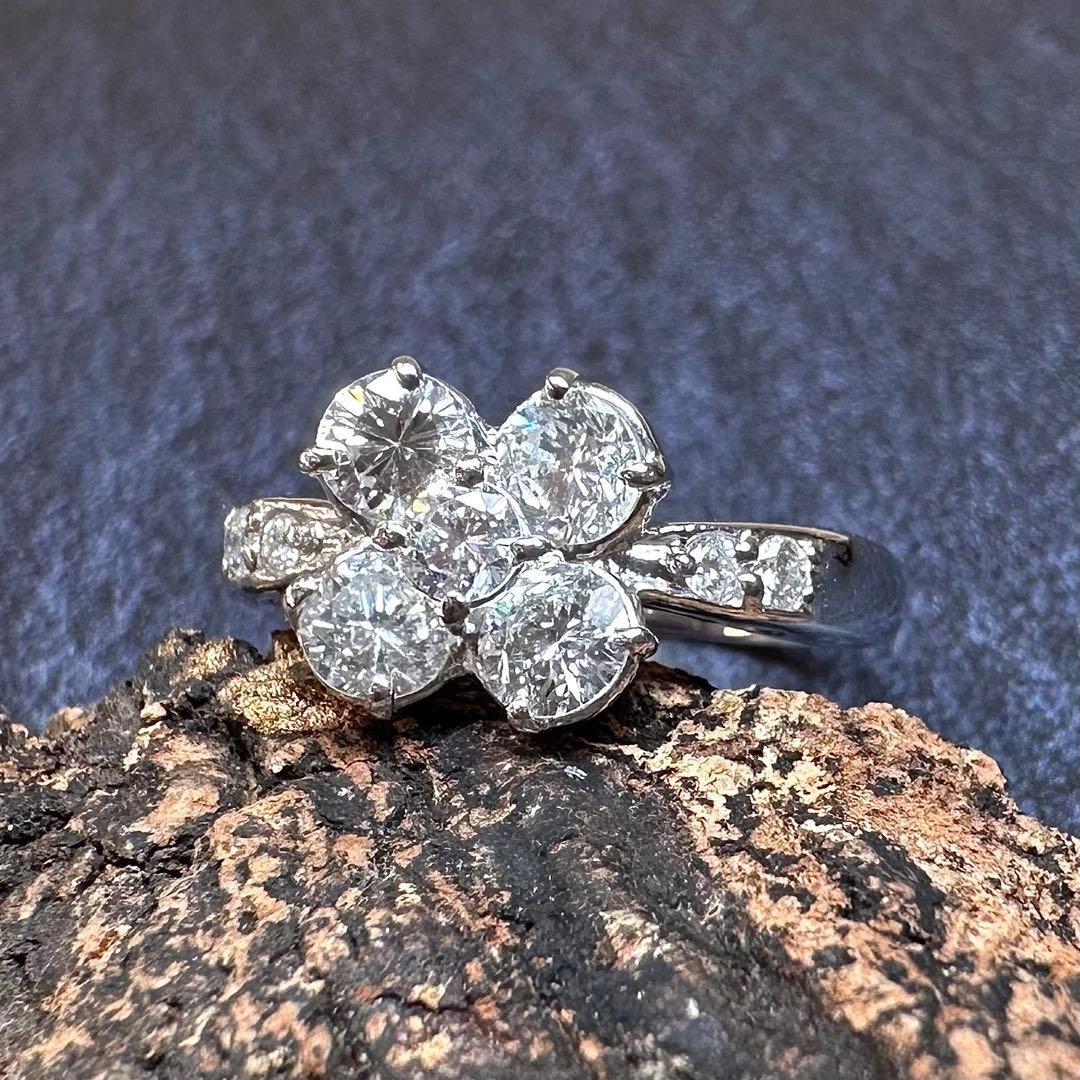 【美品】PT900 ダイヤモンド 1.026ct リング フラワーモチーフ