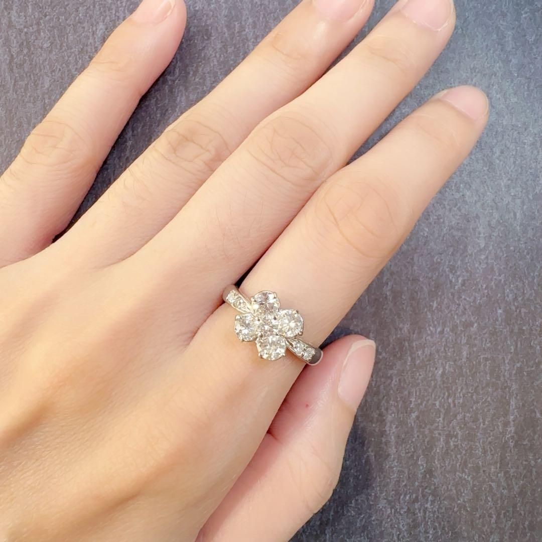 【美品】PT900 ダイヤモンド 1.026ct リング フラワーモチーフ