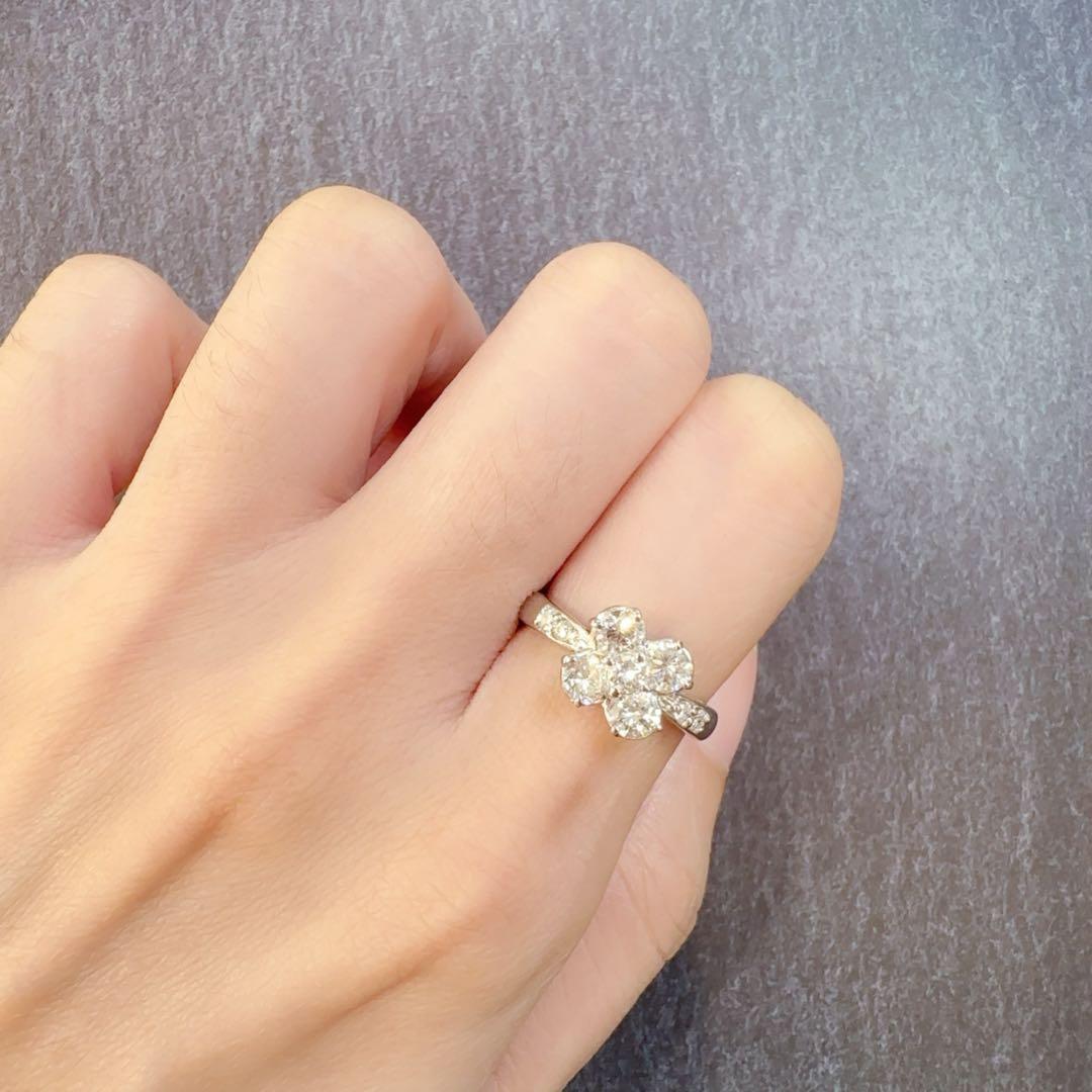 【美品】PT900 ダイヤモンド 1.026ct リング フラワーモチーフ