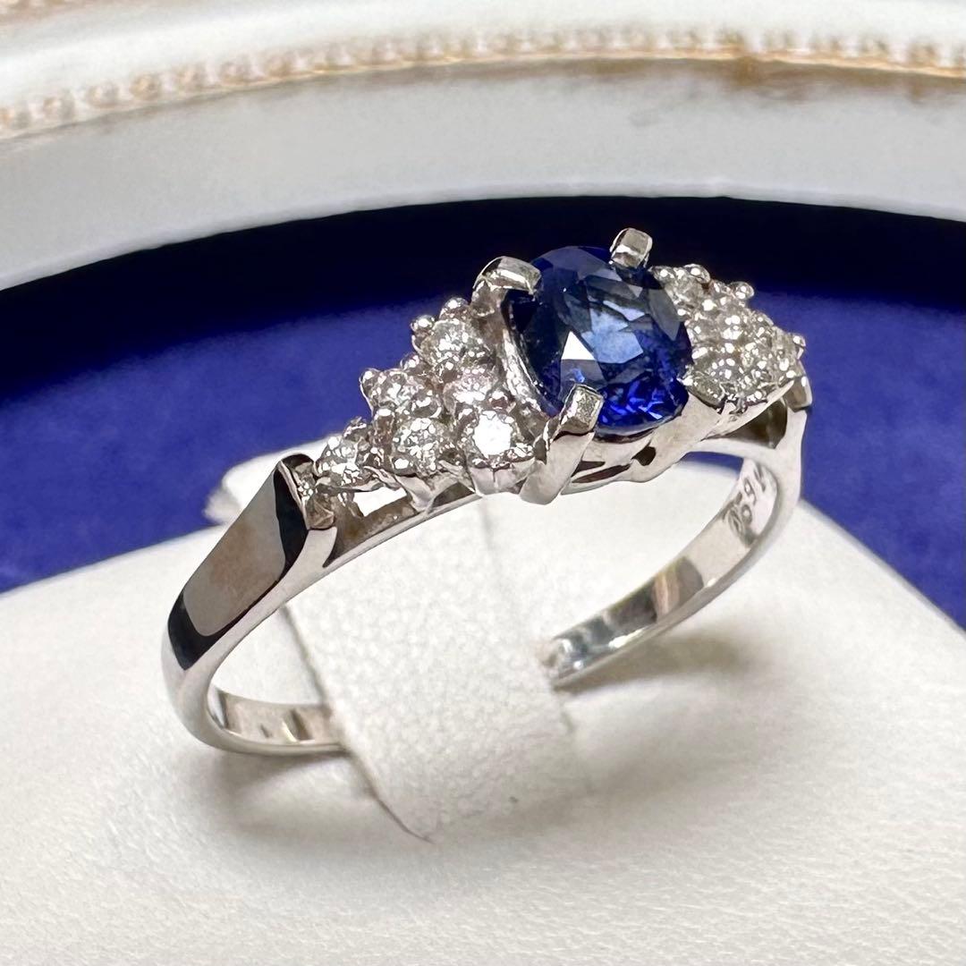 PT950 サファイア0.59ct ダイヤモンド デザインリング