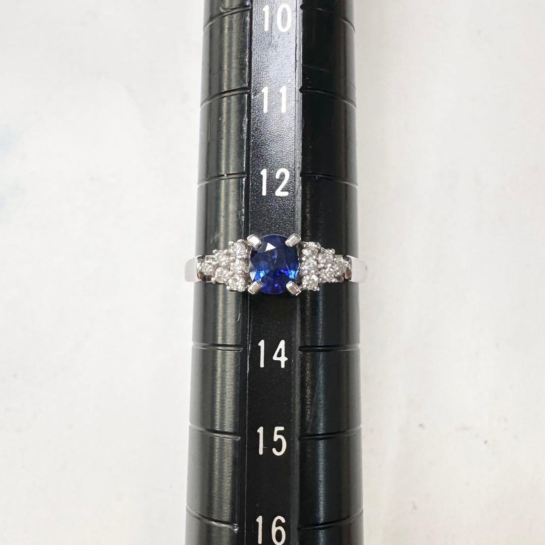 PT950 サファイア0.59ct ダイヤモンド デザインリング