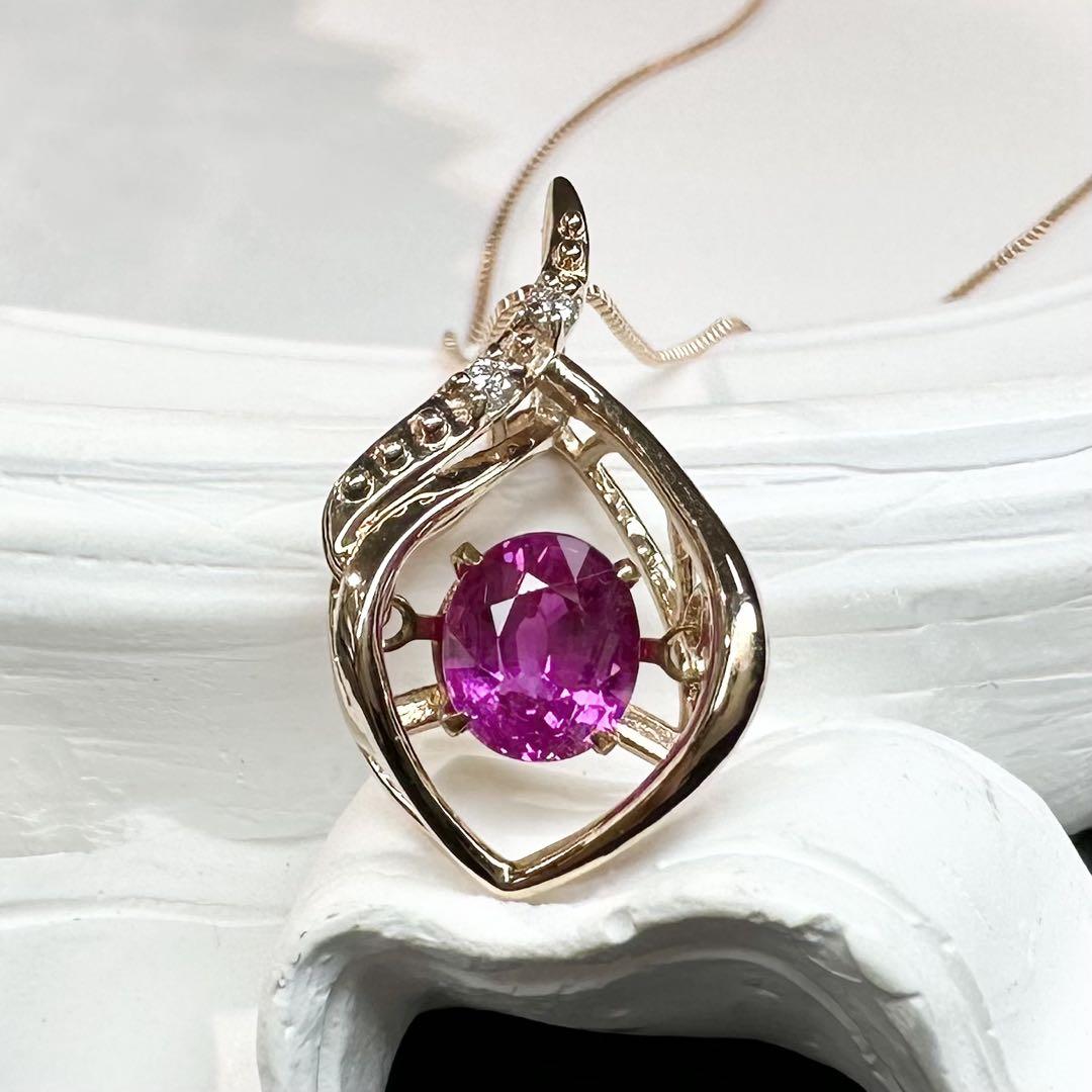 【K18】ルビー 1.04ct ダイヤ ネックレス