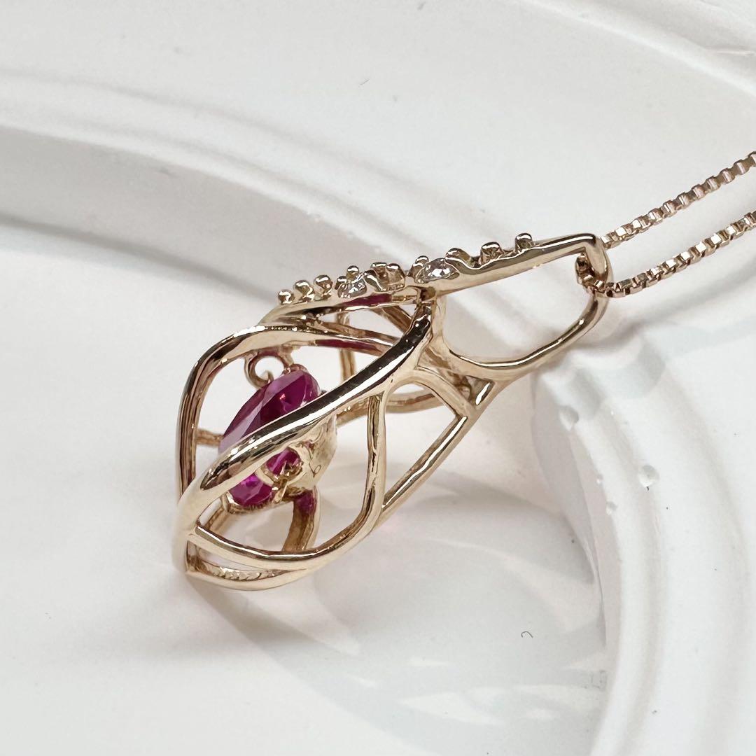 【K18】ルビー 1.04ct ダイヤ ネックレス