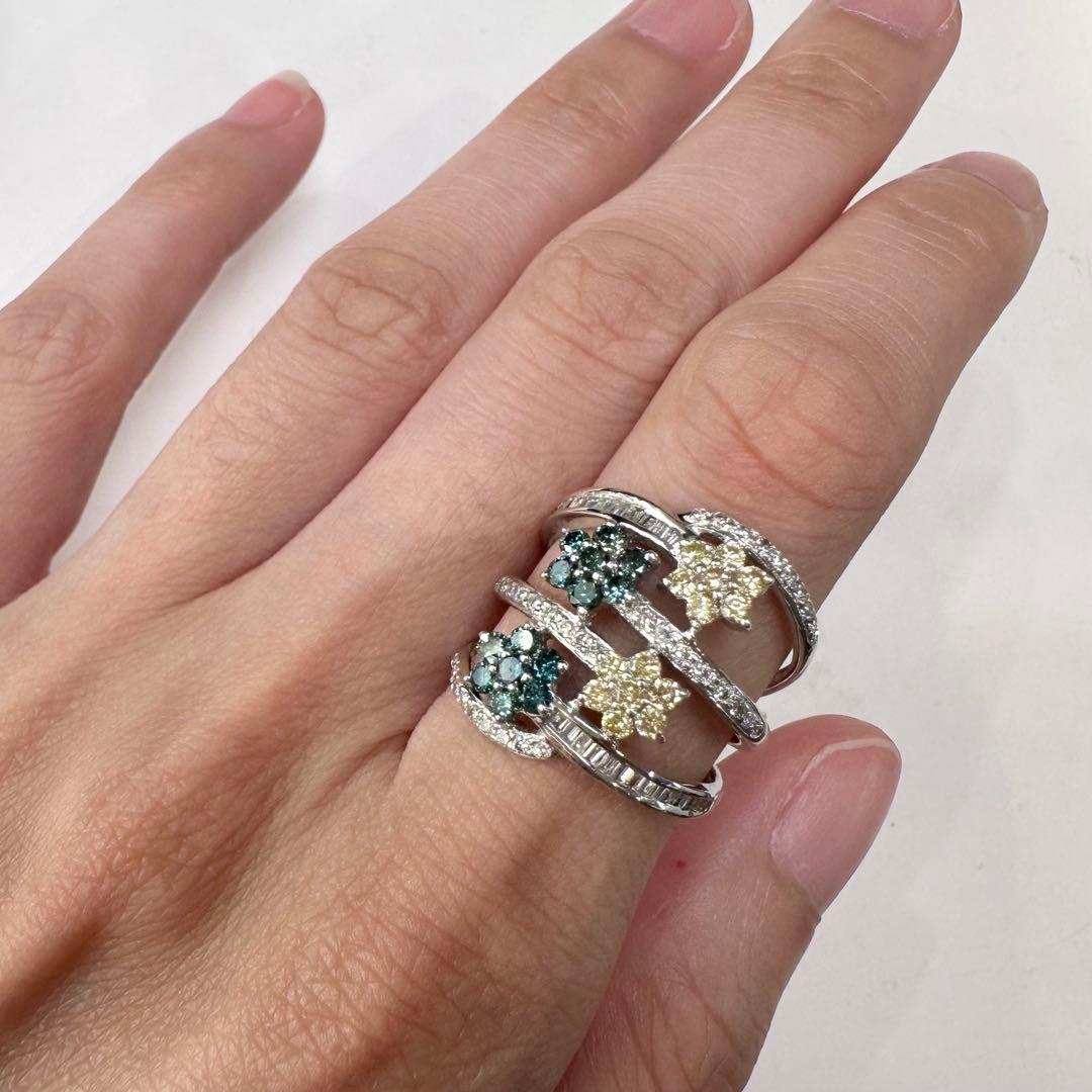 K18 ダイヤモンド フラワー デザインリング 1.23ct