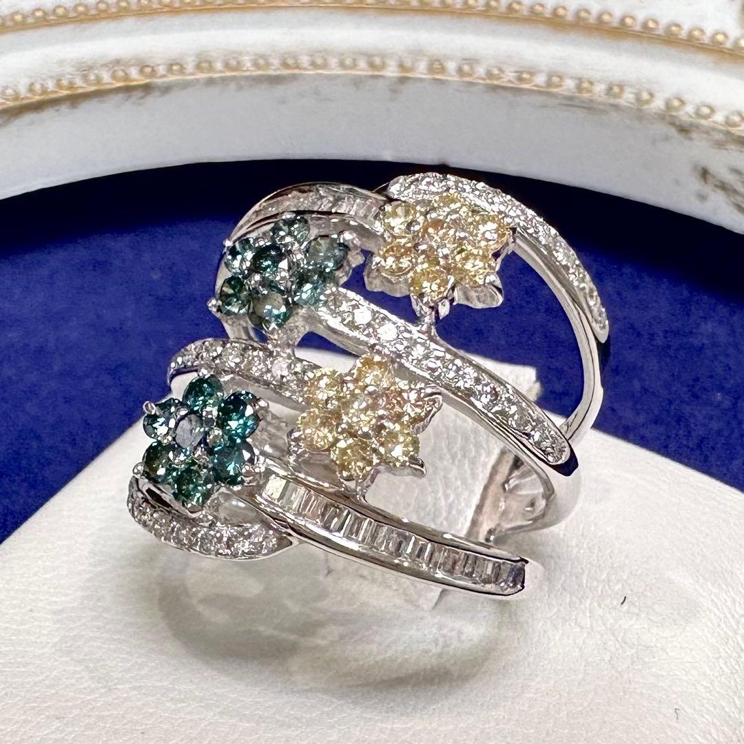 K18 ダイヤモンド フラワー デザインリング 1.23ct