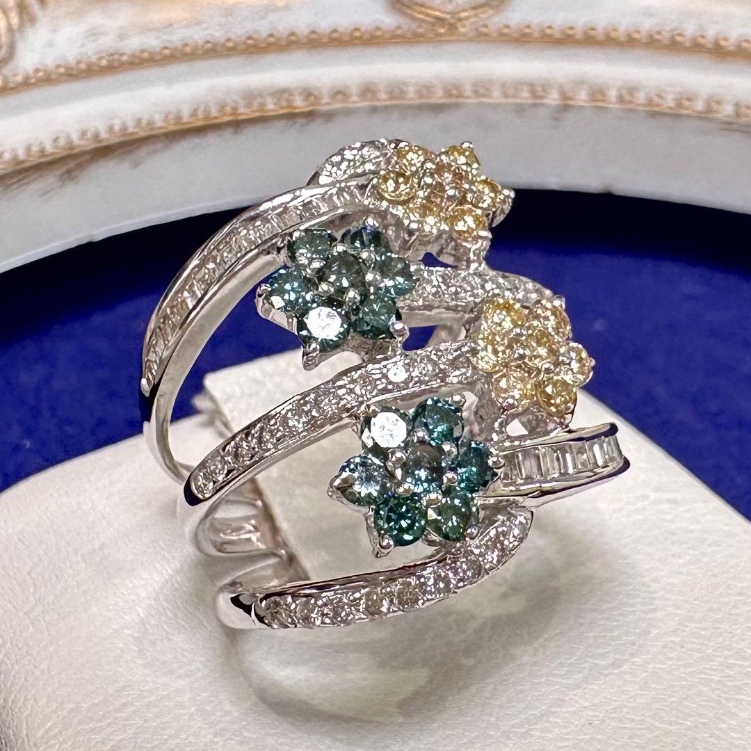 K18 ダイヤモンド フラワー デザインリング 1.23ct