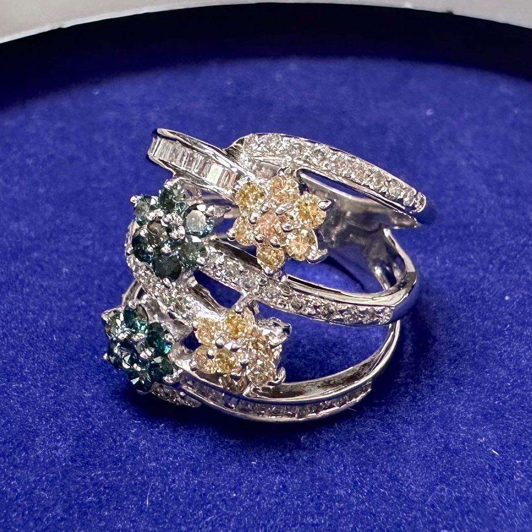 K18 ダイヤモンド フラワー デザインリング 1.23ct