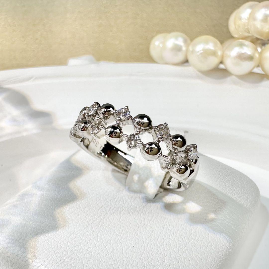 【美品】PT900 ダイヤモン0.30ctリング 立体デザインが