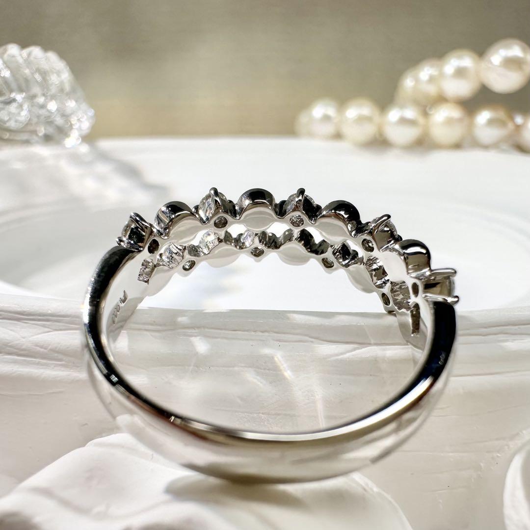 【美品】PT900 ダイヤモン0.30ctリング 立体デザインが