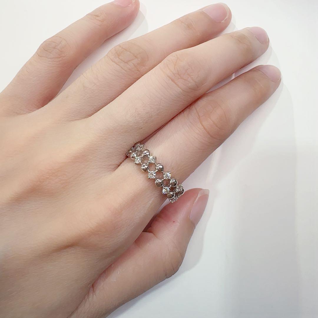 【美品】PT900 ダイヤモン0.30ctリング 立体デザインが