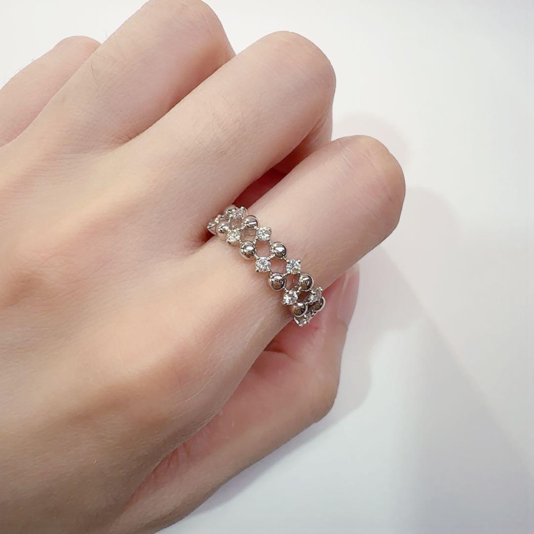 【美品】PT900 ダイヤモン0.30ctリング 立体デザインが