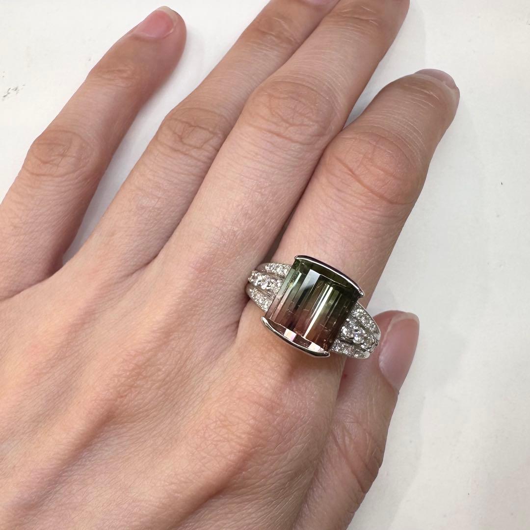 【美品】PT900 バイカラートルマリン 6.58ct リング 大粒