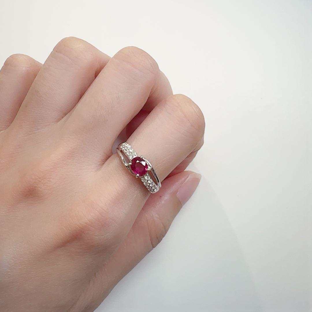 【美品】PT900 ルビー 0.75ct リング ダイヤ