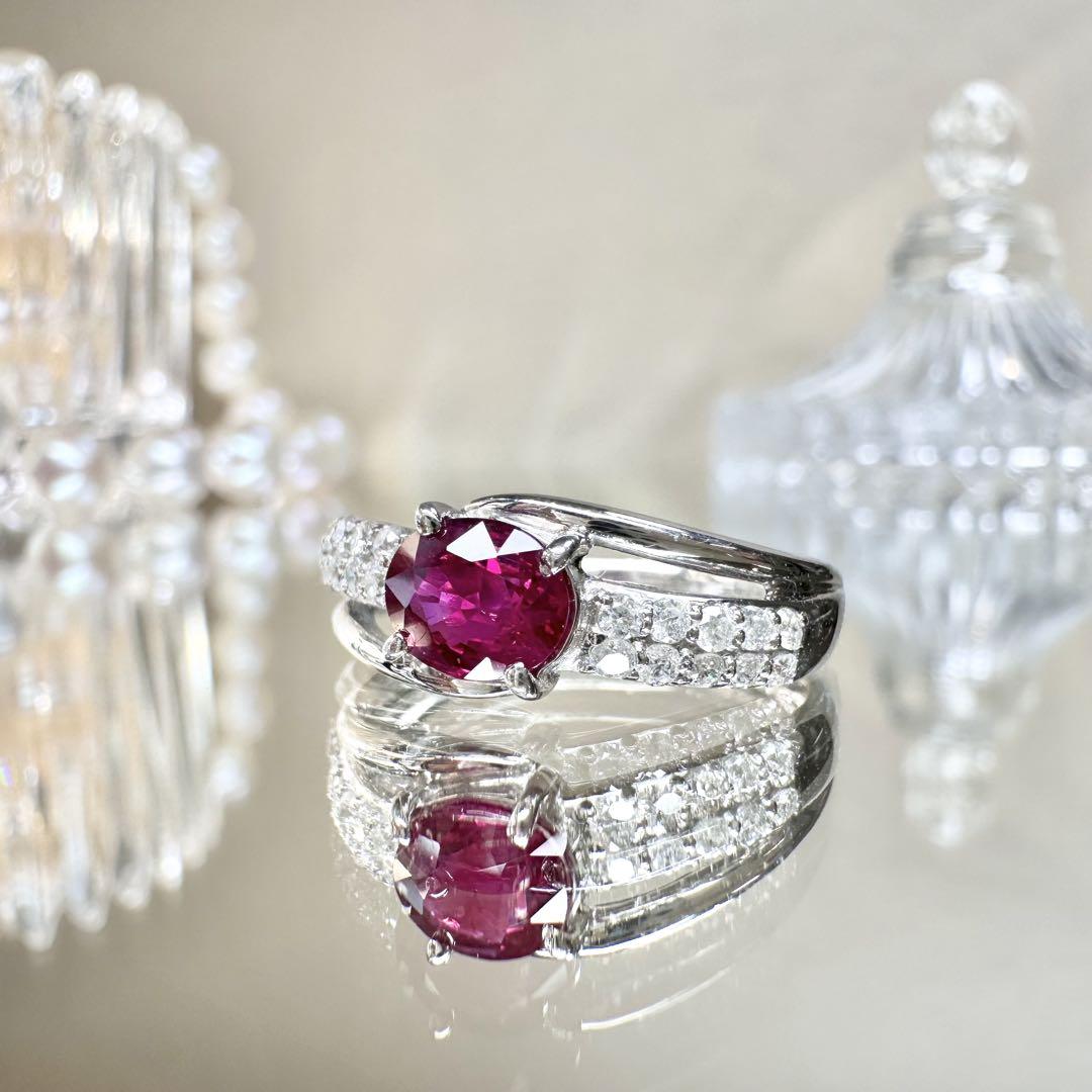 【美品】PT900 ルビー 0.75ct リング ダイヤ