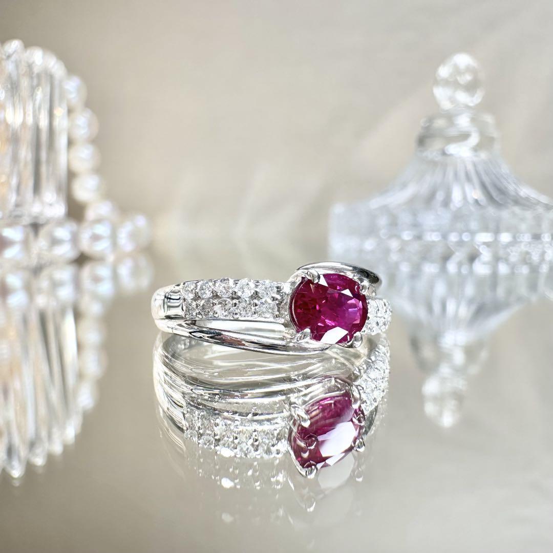 【美品】PT900 ルビー 0.75ct リング ダイヤ