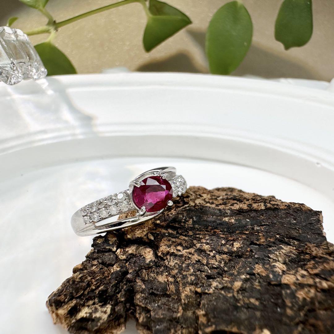 【美品】PT900 ルビー 0.75ct リング ダイヤ
