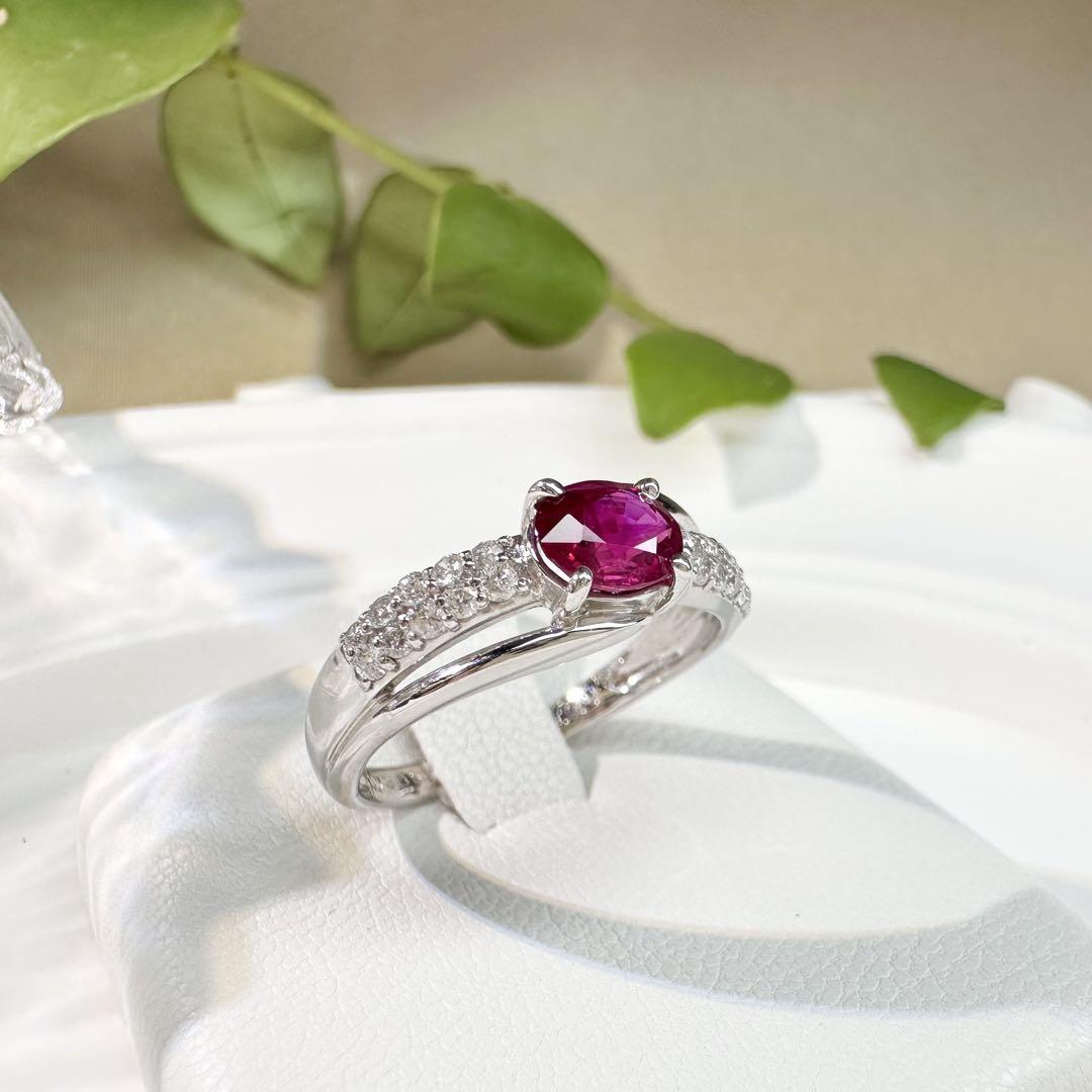 【美品】PT900 ルビー 0.75ct リング ダイヤ