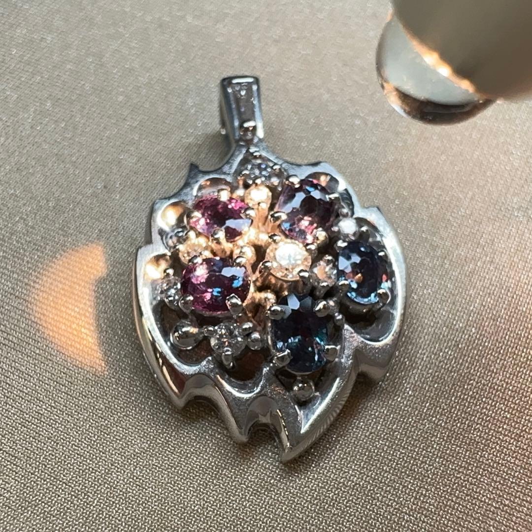 PT900 天然アレキサンドライト ペンダント 1.10ct 変色効果 希少石