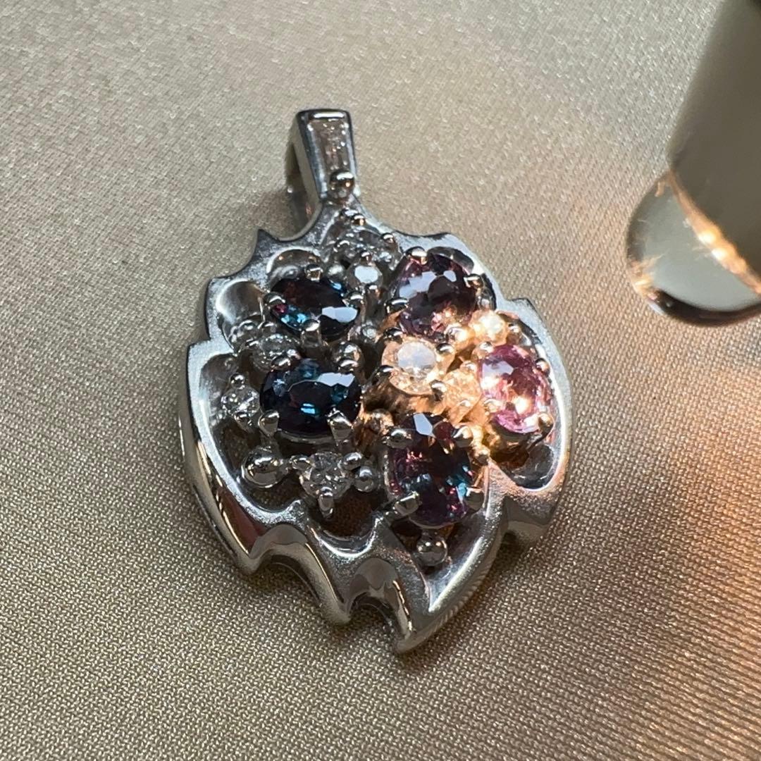 PT900 天然アレキサンドライト ペンダント 1.10ct 変色効果 希少石