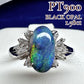 PT900 ブラックオパール1.58ct ダイヤモンドリング 遊色効果